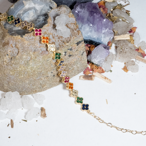 Collar de trébol de la suerte con diamante (circonita)